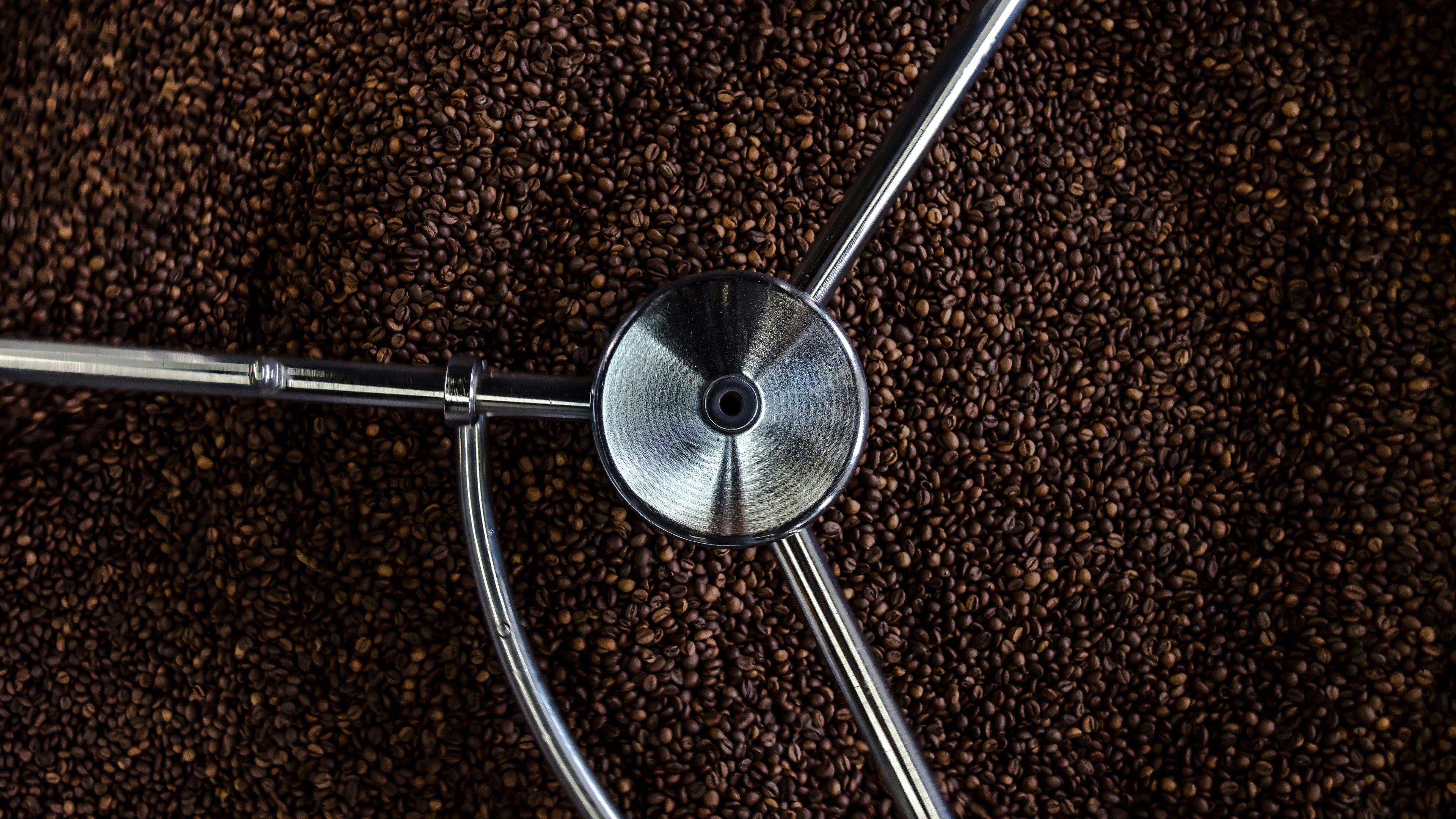 Coffee beans in a roaster